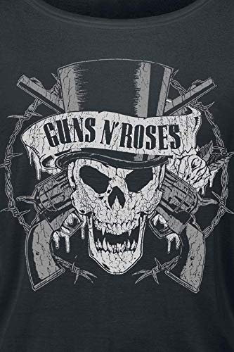 Guns N' Roses Top Hat Skull Mujer Camiseta Manga Larga Negro L, 95% Viscosa, 5% elastán, Ancho