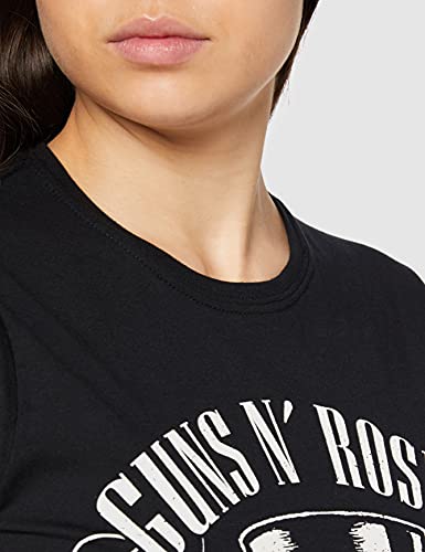 GunsRoses Guns N' Roses Top Hat, Skull & Pistols Las Vegas Camiseta, Negro (Black Black), 38 para Mujer