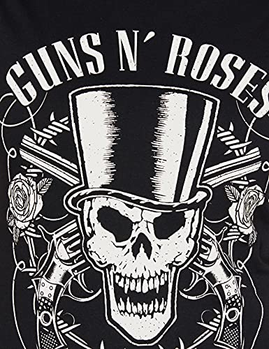 GunsRoses Guns N' Roses Top Hat, Skull & Pistols Las Vegas Camiseta, Negro (Black Black), 38 para Mujer