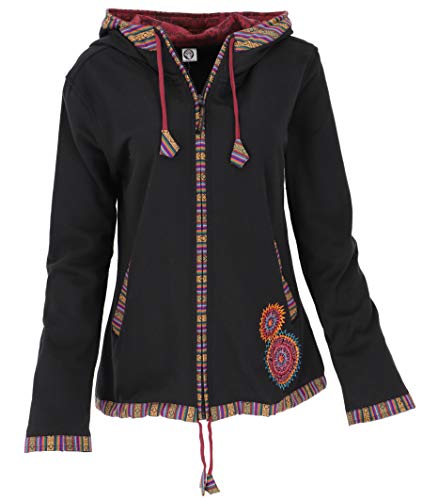 GURU SHOP Nepal - Chaqueta étnica bordada para mujer, algodón, estilo bohemio, ropa alternativa, blanco / rojo, 38