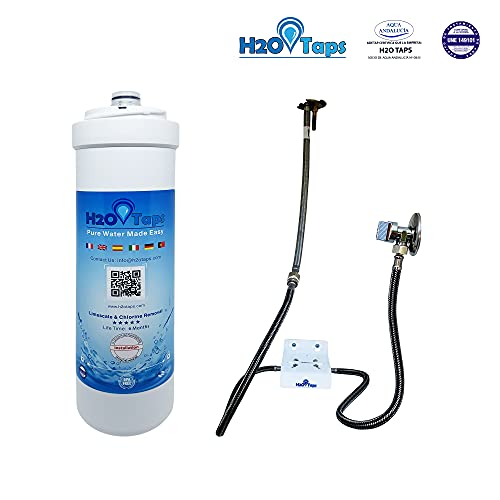 H2O Taps Filtro de Agua para debajo del fregadero - Purificador de agua, Sistema de filtrado, Reduce cal, plomo, cloro, metales - Filtro Agua bajo encimera, Alta Capacidad, Fácil de Instalar