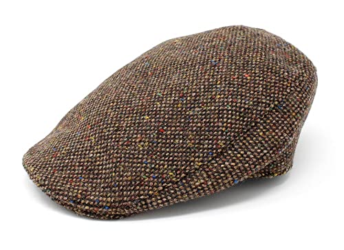 Hanna Hats Sombrero de Tweed Donegal Touring Cap (Herringbone Marrón, XXL)
