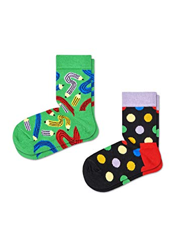 Happy Socks Pen Calcetines, Multicolor, 7-9 años (Pack de 2) Unisex Kids