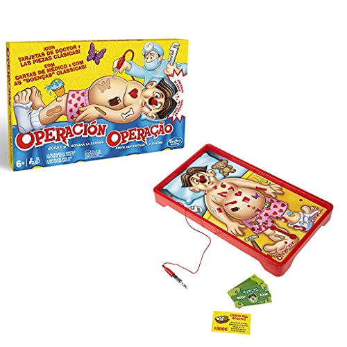Hasbro Gaming Juego clásico de Operación, juego de mesa electrónico con tarjetas, para jugar dentro de casa, para niños a partir de 6 años