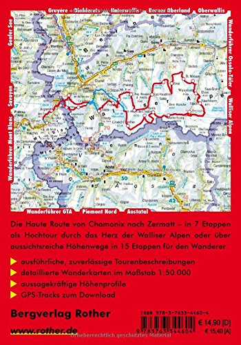 Haute Route: Von Chamonix nach Zermatt. Hochtourenroute - Wanderroute. Mit GPS-Tracks.