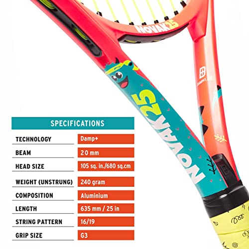Head Novak 25 Raqueta de Tenis, Juventud Unisex, Multicolor, 8-10 años
