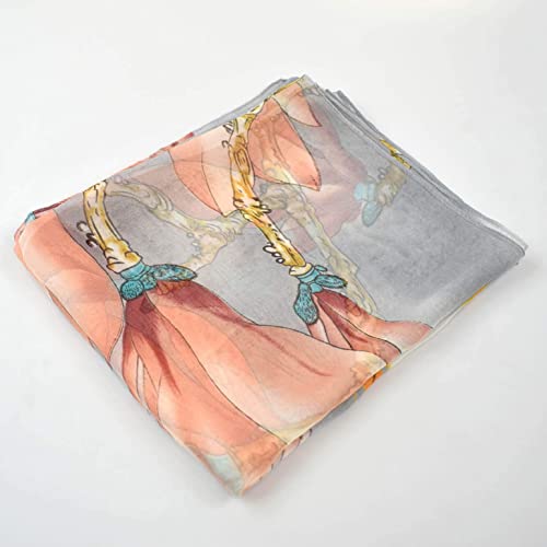 heekpek Bufanda Pañuelo Bufandas de Seda Estampado de Flores Elegante Bufanda Cuello Pañuelo de Seda Suave y Transpirable Disponible en Todas las Estaciones