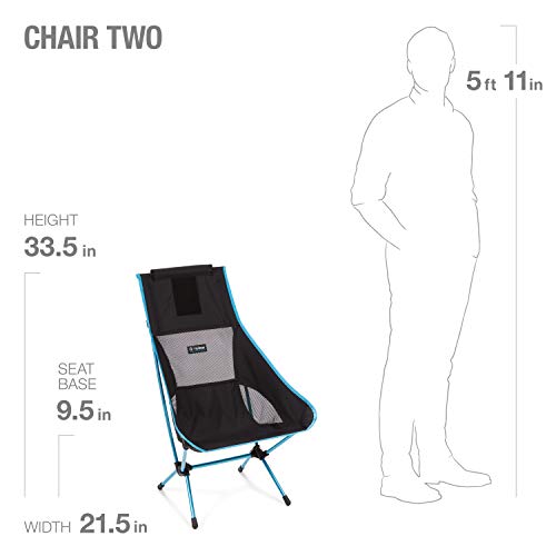 Helinox Chair Two - Silla de Camping (4 Patas, Aluminio, 1,07 kg, 840 mm, 65 cm, 55 cm), Color Negro, Azul, Gris y Gris