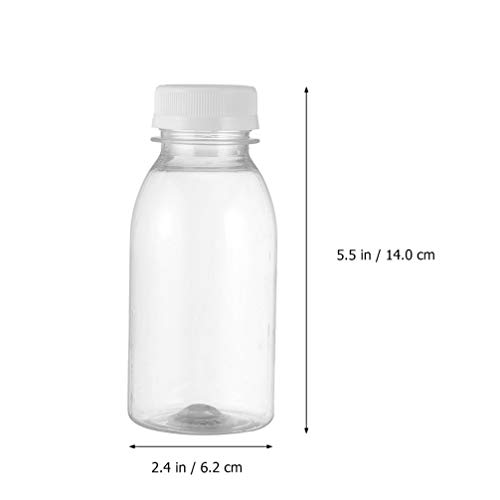Hemoton 1 Juego 10 Piezas 300 Ml Botellas de Leche Transparentes Jugo de Plástico Bebidas Botellas Vacías con Tapa Bebida Casera Almacenamiento de Botellas Transparentes para La Tienda