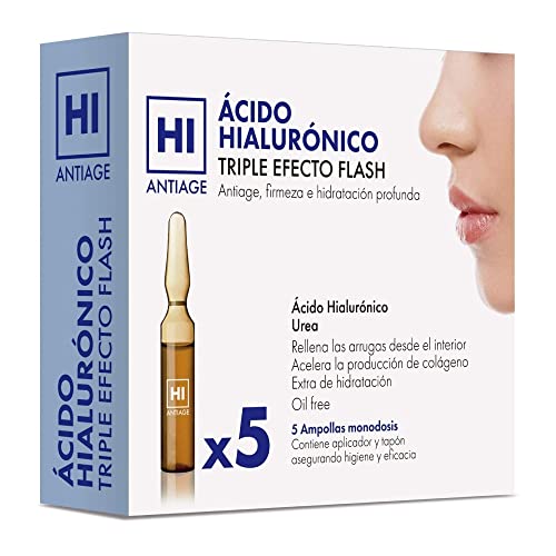 HI - Hi Antiage - Ampollas Hialurónico Triple Efecto Flash - Ampollas Ácido Hialurónico para Firmeza Facial y Antiarrugas Hidratante