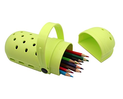Hillento de silicona caja de lápices, zapatos del agujero del bolso del diseño del lápiz de gran capacidad lápiz caso útiles escolares titular de papelería, regalo lindo para chico estudiante, verde