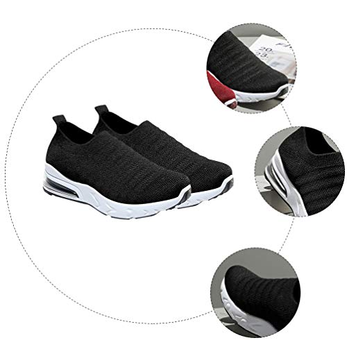 Holibanna Zapatos con Colchón de Aire para Mujer Zapatos para Caminar de Malla para Respirar Correr Trotar Calcetines Al Aire Libre Zapatillas (Negro Tamaño 37)