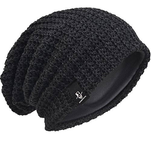 Hombre Gorro de Punto Slouch Beanie Knit Invierno Verano Hat (Gris Oscuro)