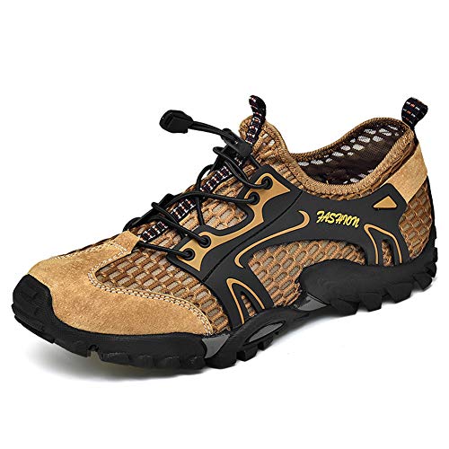 Hombre Senderismo Zapatos Ligeros Transpirables Al Aire Libre Sandalias de Malla Secado Rápido Entrenamiento Descalzo Zapatillas para Caminar en el Agua (Marrón, Numeric_49)
