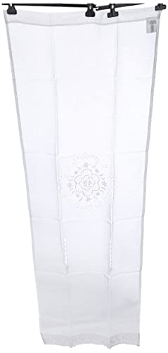 Home Fashion 023/715 – 0105 180 x 0060 cm Puerta Adornos Estructura de Lino Bordado, plástico, Color Blanco, 180 x 60 cm