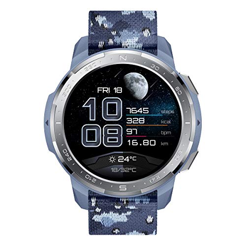 HONOR Watch GS Pro - GPS Multideporte Smartwatch con Cuerpo Resistente y Resistente, 48mm, 25-Día Batería duración, AMOLED de 1,39 Pulgadas, frecuencia cardíaca, IP68 para Hombre Mujer (Azul)