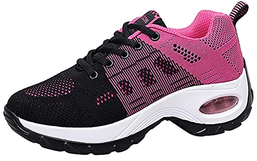 Hsyooes Zapatos Fitness Sneakers Mujer, Rosa/Negro, 39 EU