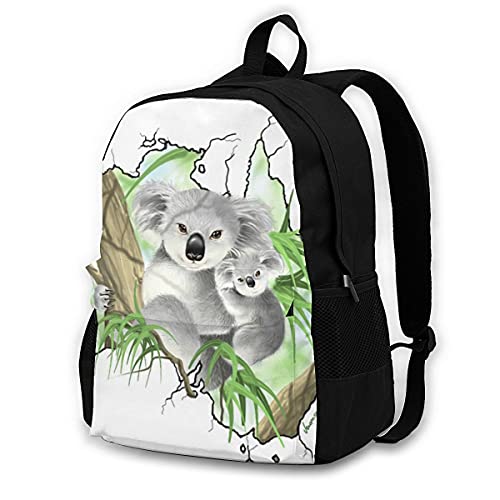 huobeibei Koala Backpacks Running Youth Soft Backpack Universal Polyester Bags 17Inches 12