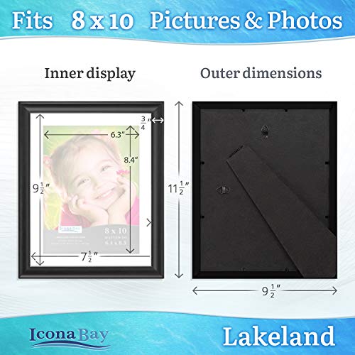 Icona Bay Marco de fotos negro de 20 x 25 cm con alfombrilla que revela imagen de 15,8 x 21 cm, marco de fotos contemporáneo, marco de madera compuesto para paredes o mesa, colección Lakeland