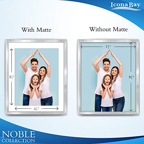 Icona Bay - Marco de fotos plateado con alfombrilla, 20 x 25 cm, moderno marco profesional, colección Noble