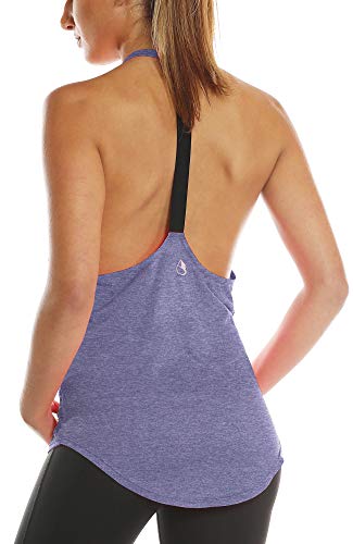 icyzone Camiseta Deportiva sin Mangas Diseño de T-Back para Mujer (S, Violeta)