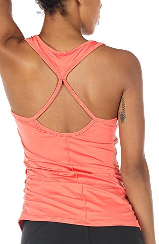 icyzone Camisetas sin Mangas Deporte de Espalda Abierta de Camisola para Mujer Fitness Camiseta Tops -S-Coral Fusión