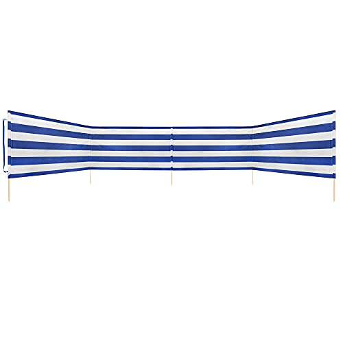 Idena Cortavientos Aprox. 600 x 80 cm, Color Azul y Blanco, con Correa de Transporte y Cintas de fijación, para Playa, Camping y jardín, Unisex Adulto