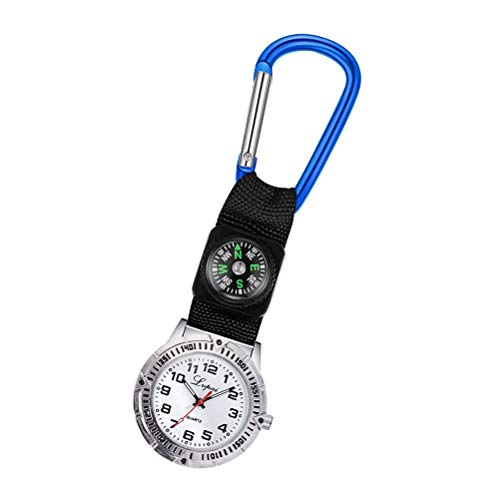ifundom Reloj de montañismo con brújula de bolsillo reloj de enfermera con diseño de mosquetón Relojes de moda simples (azul) Accesorios para teléfono de llamada para mujeres y hombres