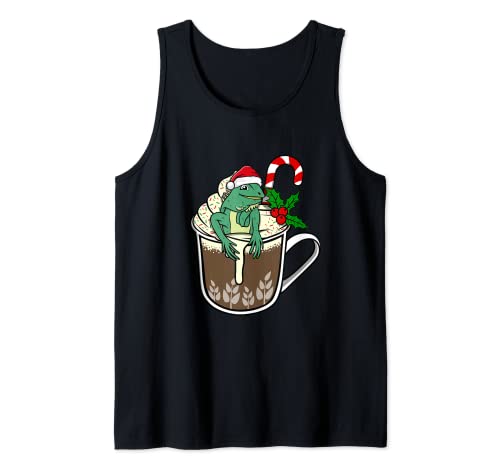 Iguana está sentado en cacao caliente chocolate bebida de navidad Camiseta sin Mangas