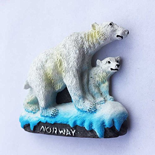 Imán para nevera con diseño de oso polar en 3D de Noruega, decoración para el hogar y la cocina de polirresina, imán para nevera de Noruega.