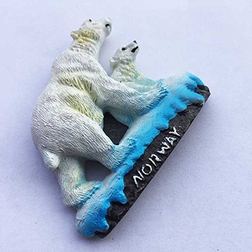 Imán para nevera con diseño de oso polar en 3D de Noruega, decoración para el hogar y la cocina de polirresina, imán para nevera de Noruega.