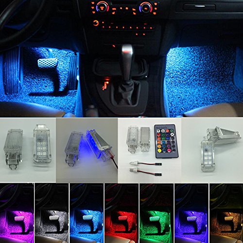 Interior del coche de color RGB LED luces de ambiente reposapiés Ambient luces LED con control remoto para A3, A4, B5, B6, B7, B8, A6, C5, C6, A5, TT, Q7, A1, A7, R8, Q3, A8, - 2pcs / set