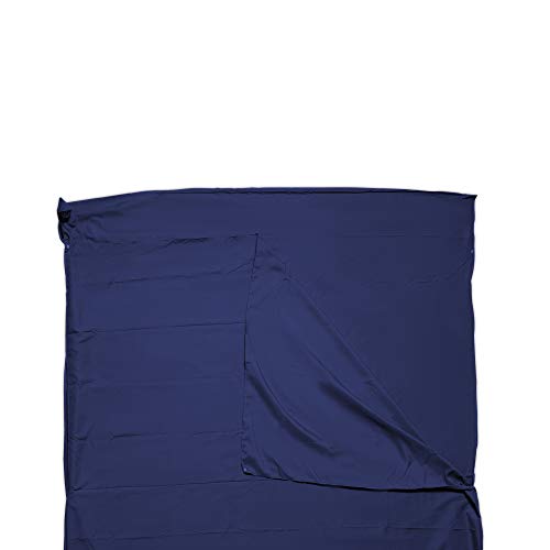 INTIRILIFE Saco de Dormir de Poliéster 115 cm x 210 cm en Azul Oscuro - Sábana de Viaje Ligera y Bolsa de almacenaje refugios de montaña - Camping Vacaciones Albergue hostal