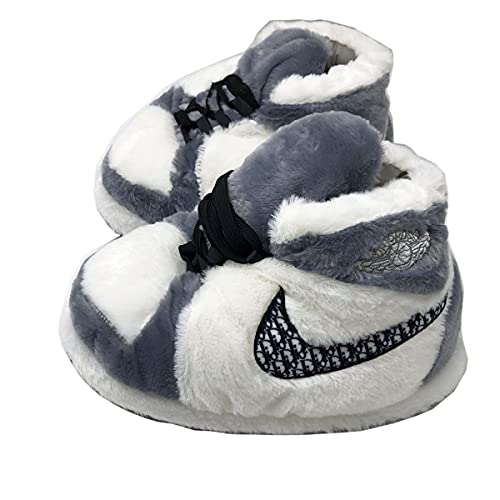 iPantuflas | Zapatillas Casa para Niños de Sneakers AJ 1 Unisex | Talla única 28-35 | Pantuflas Originales para Regalar | Zapatillas de Invierno de Niños Calentitas para el hogar (Gris)