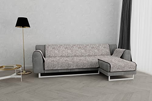 Italian Bed Linen “ Glamour” Anti-Deslizamiento Funda para sofà con Chaise-Longue Derecha, marròn, 190cm