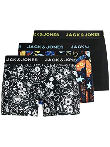Jack & Jones Jacjames Trunks Noos-Pack de 3 Unidades Bóxer, Negro/Detalle: Negro – Amarillo Blazing, L para Hombre