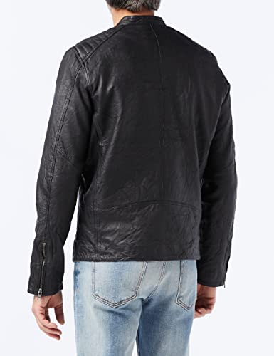 Jack & Jones Jjejoel Leather Jacket Noos Chaqueta, Negro, XL para Hombre