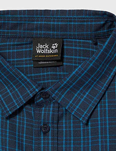 Jack Wolfskin Island Peak - Camiseta de manga larga para hombre, talla M, Unzutreffend, otoño/invierno, Island Peak - Camiseta (talla M), Hombre, color Diseño de cuadros azules., tamaño small