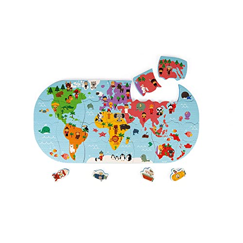 Janod - Mapa del Mundo de Baño - Juguete de Baño para Niños Pequeños - Manipulación y Destreza - A partir de 3 Años, J04719