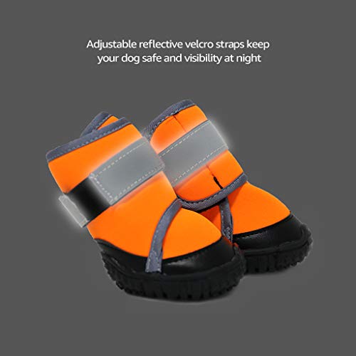 JiAmy 2 Piezas Zapatos para Perros Botas Impermeables para Perros Botines para Perros de Nieve Protección para Patas de Perros con Suela Antideslizante, para Beagle, Bulldog pequeño, Cocker Spaniel