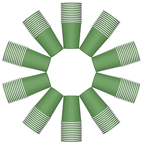 JINLE 120 Piezas Tazas de Papel Verde Vasos de Desechable Fiesta Tazas de Beber Biodegradables y Compostables para Fiesta de Cumpleaños, Bricolaje, Barbacoa,Café - 250ml