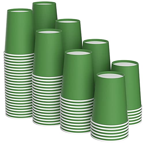 JINLE 120 Piezas Tazas de Papel Verde Vasos de Desechable Fiesta Tazas de Beber Biodegradables y Compostables para Fiesta de Cumpleaños, Bricolaje, Barbacoa,Café - 250ml