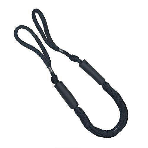 Jranter Bungee Dock Line - Cuerda de amarre para barco, 4 pies, color negro