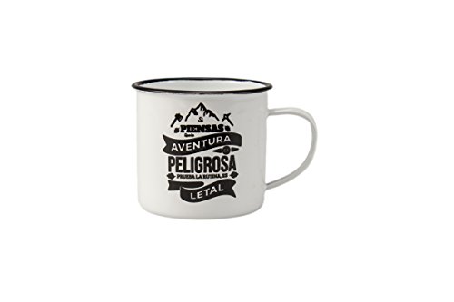 Juego de 4 tazas mug vintage de acero esmaltadas para café/té/infusiones | Ideal para camping y furgonetas camper | 350 mL Franquihogar