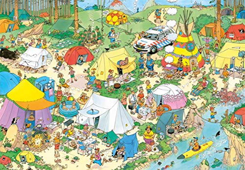 Jumbo- Jan Van Haasteren, Camping in The Forest, 2000 Piece Jigsaw Puzzle Rompecabezas, Multicolor (19087)