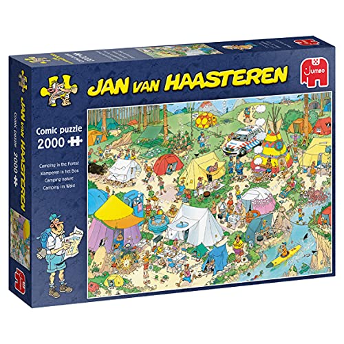 Jumbo- Jan Van Haasteren, Camping in The Forest, 2000 Piece Jigsaw Puzzle Rompecabezas, Multicolor (19087)
