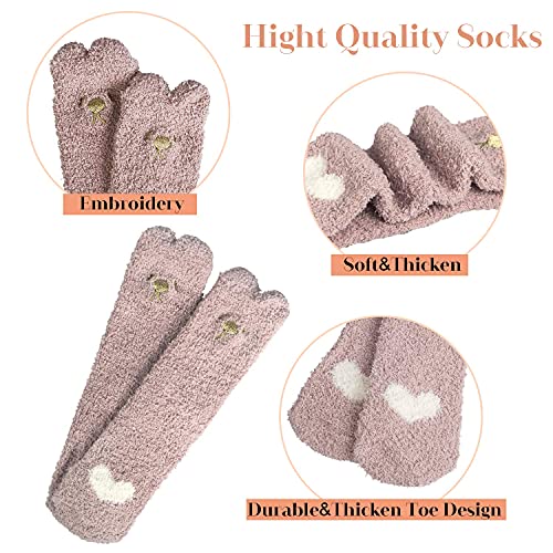 Justay Calcetines cálidos de invierno para mujer, calcetines suaves y esponjosos para cama Calcetines antideslizantes Calcetines de Regalo 5 pares