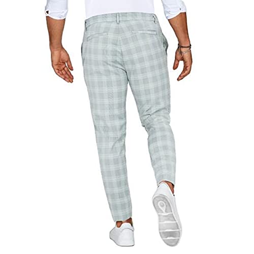 KAIXLIONLY Pantalones de chándal para hombre, para el tiempo libre, pantalones de deporte, sueltos, con cremallera, a cuadros, pantalones de entrenamiento modernos y ligeros.