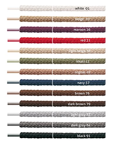 Kaps Cordones redondos, cordones de algodón 100% duraderos, hechos en Europa, 1 par,, colores y longitudes(75 cm - 4 a 5 pares de ojales / 79 - marrón oscuro)