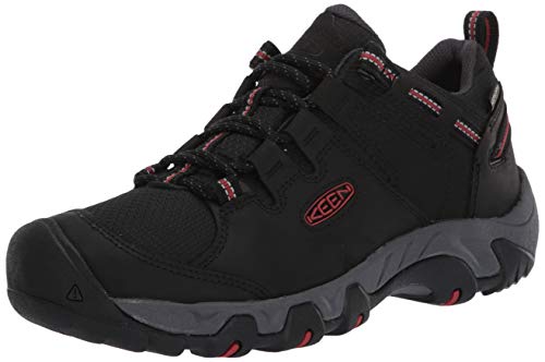 KEEN Steens Low Height Waterproof Hiking Shoe, Zapatos para Senderismo Hombre, Black/Bossa Nova, 24.5 EU